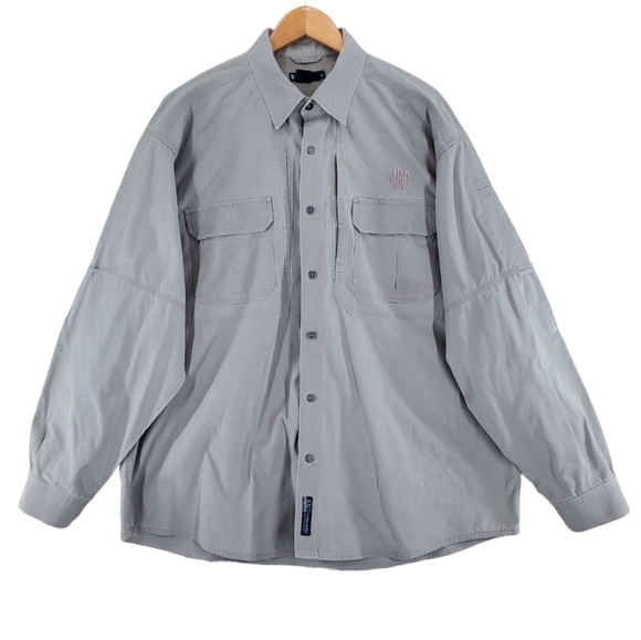 5.11 Tactical Canvas Shirt Men XL Beige Khaki Cargo Conceal Pocket Button Up NRA - Picture 3 of 13